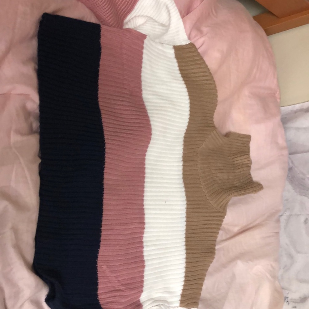 Color block turtleneck sweater
